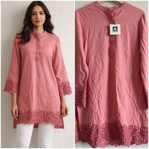 Anne Klein Linen Blended Long Shirt